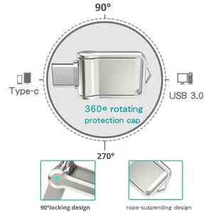 Unidad Flash USB 2,0 <span class=keywords><strong>de</strong></span> 64GB <span class=keywords><strong>de</strong></span> alta velocidad para teléfono móvil y computadora, interfaz Dual <span class=keywords><strong>de</strong></span> doble uso tipo C, 16GB, 32GB, 128GB, 8GB, unidad Flash <span class=keywords><strong>de</strong></span> Metal - Product Image 2