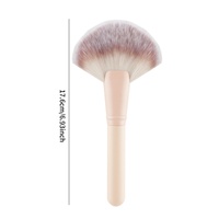 Nouveau pinceau éventail large à fibres artificielles et manche en bois pour fond de teint, poudre fixatrice et illuminateur - Pinceau de maquillage multifonctionnel
