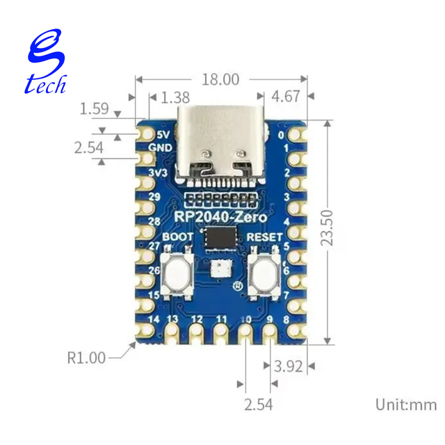 High Quality Microcontroller Development Board Module Dual-core 2MB Flash RP2040-Zero RP2040