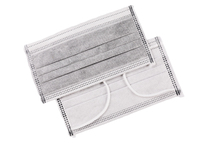 Masque en charbon actif en gros, anti-poussière, 4 couches, plissé plat avec clip nasal ajustable