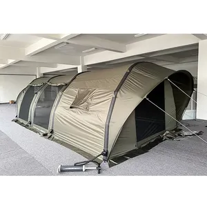 Utdoor-tienda de campaña familiar, túnel impermeable de lujo para acampar, 3 habitaciones
