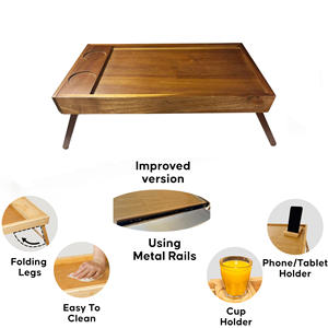 Table de <span class=keywords><strong>lit</strong></span> pliable classique en bambou pour <span class=keywords><strong>manger</strong></span> sur le canapé, table de petit-déjeuner peu encombrante - Prête à offrir - Product Image 2