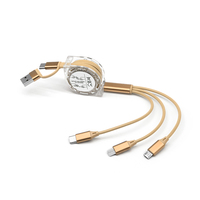 Cable Plano USB TPE Retráctil 5 en 1 con Logotipo Personalizado, Carga Rápida, 1M, Regalo Promocional para iPhone, Android, Tipo-C, Micro