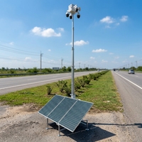 Torre Móvil Solar para Cámaras de Seguridad Exterior con Remolque, Fácil Instalación, Grabación 24/7, Detección de Movimiento, Impermeable IP66, Mástil de 9M, Cabrestante Eléctrico