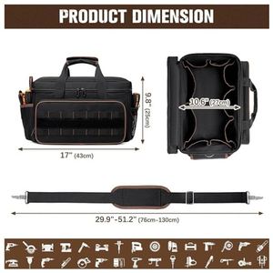 Multifunctional Portable Oxford Tool Bag Large Capacity Electrician Organizer with Shoulder Strap Heavy-Duty Crossbody - Product Image 3