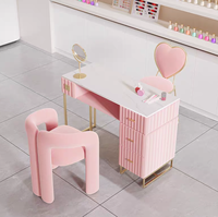 Table de manucure triple moderne de luxe en métal avec collecteur de poussière intégré