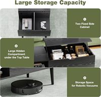 Table Basse Moderne en Bois avec Compartiment Caché, Petite Étagère de Rangement pour Salon, Bureau ou Réception-Noir