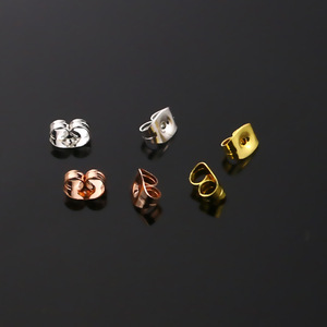 Aceworks ACS055 Plata y Oro Rosa Acero Inoxidable Pendientes Tipo Tapón para Oreja DIY Hechos a Mano Componentes de Joyería con Hebilla de Mariposa - Product Image 1