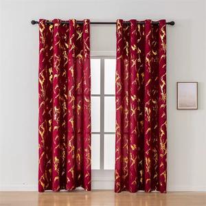 Cortina opaca de dormitorio con estampado, 2 uds., cortinas para ventana, ropa de cama de microfibra dorada, cortinas ODM/OEM - Product Image 5