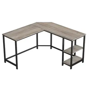 L-shaped Desk Corner Computer Home Office Workstation Wooden Gaming Table With Metal Legs Easy Assemble Pc Laptop Desk