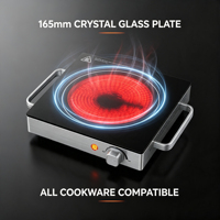 Cuisinière infrarouge portable 1300W, 220-240V, commande mécanique, plaque en verre cristal de 165 mm, cuisinière électrique pour la cuisine à domicile