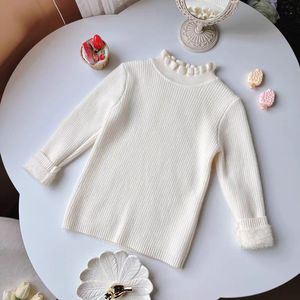 Maglione in Modal Ispessito per Bambine con Fodera in Pile e Bordo in Pizzo, Nuovo Pullover Chic 2024, Top in Maglia Trapuntata - Product Image 4