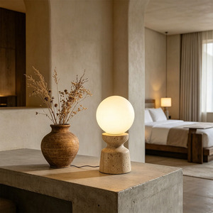 Lámpara de Mesa Minimalista Wabi Sabi, Lámpara Decorativa de Travertino para el Hogar, Sala de Estar, Dormitorio, Estudio, Hotel - Product Image 3