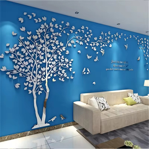 Adesivi Murali 3D a Specchio Acrilico a Forma di <span class=keywords><strong>Albero</strong></span>, Decorazioni Fai-da-Te per Sfondo TV, Poster per Casa, Camera da Letto e Soggiorno - Product Image 3