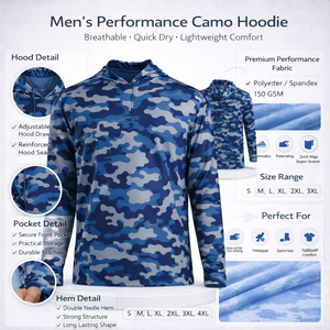 Diseño Personalizado de Ropa de Pesca con Protección Solar, Transpirable, de Secado Rápido, Ligera y Cómoda, Sudaderas con Capucha de Camuflaje para Hombre - Product Image 2