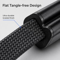 Câble de charge USB-C vers USB-C 240W PD, portable, avec enrouleur rotatif, cordon plat tressé en nylon, chargeur de voyage pour ordinateur portable et téléphone