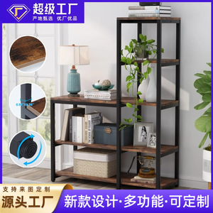 Multi-tier storage <b>rack</b>, <b>shelf</b>, home bookshelf, floor display <b>rack</b>, simple steel and wood storage <b>rack</b> - Product Image 3