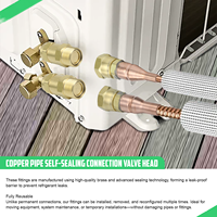 Raccord rapide auto-scellant en laiton CRD 1/4 pouce, qualité supérieure, durable, pour tube de cuivre de réfrigérant, vente directe usine, usage domestique