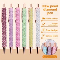 Stylo bille promotionnel en métal avec perles et strass de 1,0 mm, design créatif, idéal comme cadeau