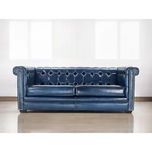 Premium 2 plazas Chesterfield Buff sofá de cuero genuino muebles de sala de estar para uso doméstico - Product Image 5