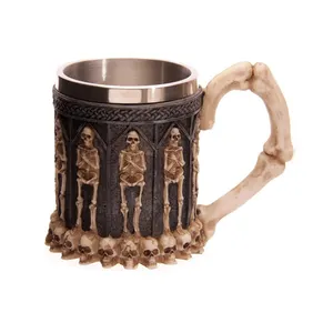 Halloween Roll Skull Hippie cangkir kopi lucu untuk hadiah unik unik Mug bir baja tahan karat pesta Eropa