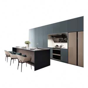 Ensemble complet d'armoires de cuisine modernes personnalisées avec îlot de rangement, traitement de surface en acrylique, verre, marbre, charnières pour l'amélioration de l'habitat - Product Image 5