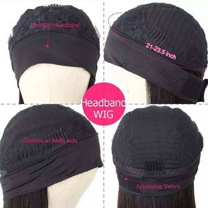 Perruque synthétique longue et bouclée Yaki, style afro kinky straight, bandeau intégré, noir naturel pour femmes, vente en gros - Product Image 6