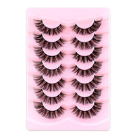 Meilleures ventes transfrontalières : Lot de 7 paires de faux cils style européen et américain, bande noire en plastique, épais, naturellement recourbés, de qualité supérieure