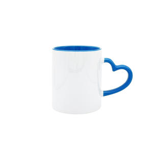 Custom Ceramic <b>Mug</b> With Heart Handle <b>Yellow</b> Inner And Handle For Sublimation Printing 7107 - Product Image 2