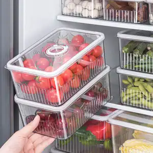 Coperchio del tempo impilabile contenitori in plastica contenitore per alimenti freschezza frigorifero conservazione trasparente frigo Organizer