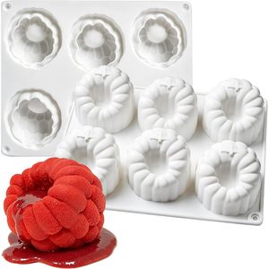 UNIMOUND White 6 Cavity Raspberry <b>Silicone</b> Mold 3D Flower Shape Fondant Chocolate Bar Decoration Molds - Product Image 1