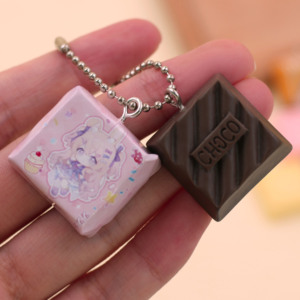Pendentif carré en chocolat Matsuo, porte-clés en chocolat personnalisé 3D, pendentif jouet alimentaire, porte-clés carré en chocolat à suspendre pour sac - Product Image 2