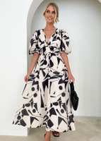 Collection Printemps 2026 – Nouvelle Robe Florale Douce et Fraîche à Col Carré, Manches Mi-Longues, Taille en Dentelle et Fente Latérale pour Femme – Style Européen Transfrontalier