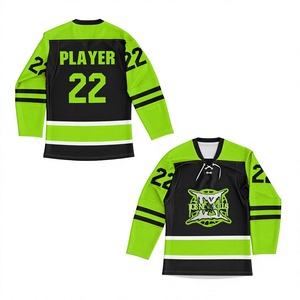 Maillot de hockey sur glace personnalisé pour homme, sublimé, blanc, bleu, orange, respirant, en maille polyester écologique, avec nom et numéro du joueur - Product Image 1