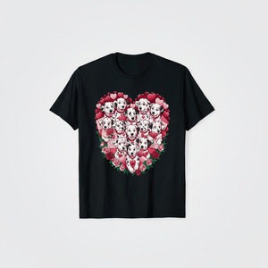 T-shirt per San Valentino per amanti dei cani dalmatini, 100% cotone, girocollo, casual, con stampa di cuori, regalo per uomo - Product Image 1