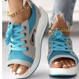 Nuovi <span class=keywords><strong>Sandali</strong></span> Estivi 2026 da <span class=keywords><strong>Donna</strong></span> Taglie Forti con Suola a Zeppa Spessa e Lacci, Scarpe da Spiaggia, Commercio Estero, Taglia <span class=keywords><strong>43</strong></span> - Product Image 1