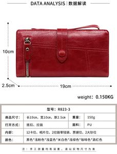 Carteras de moda para mujer con cremallera larga de cuero PU, tarjetero, monedero, embragues para mujer, 2017 - Product Image 3