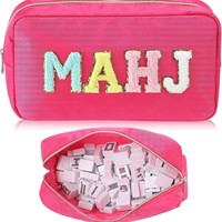 Sac Mahjong brodé transfrontalier à lettres, grande capacité, multifonctionnel, portable, en polyester pour le voyage et le rangement domestique