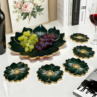 Lot de moules en silicone modernes en forme de grande fleur pour la fabrication de plateaux à thé et de sous-verres en résine, plâtre, ciment, pour la décoration de natures mortes