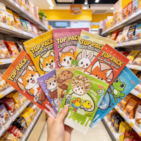 Sachet alimentaire personnalisé imprimé, qualité alimentaire, 100g, 250g, 500g, brillant, en PE, avec fermeture arrière, pour snacks, bonbons, biscuits, chips, emballage de détail pour enfants