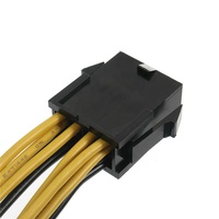 Holly Kabel Daya Komputer Berkualitas Tinggi 8-Pin Female Dual PCI-E (6+2) Male Tembaga Murni PVC 24V 18AWG 20cm Hitam/Kuning Pitch 4.2mm