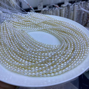 Collar de Perlas de Agua Dulce Naturales de 3.5mm, Cuentas de Arroz, Semiterminadas, Accesorios Hechos a Mano, Económicos y de Alta Calidad - Product Image 1