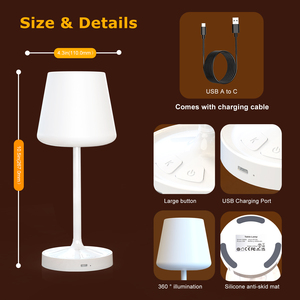 Waterproof lampshade Portable Shower Lamp Rechargeable Dimmable <b>Bedside</b> <b>Table</b> Lamp Suitable for Bedroom,Kitchen,Camping,Outdoor - Product Image 4
