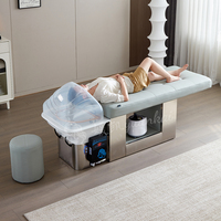 Chaise de lavage de cheveux en acier inoxydable pour salon de beauté, réglable, électrique, extensible, avec bol en céramique, lit de spa pour la tête