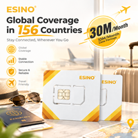 ESINO Global M2M IoT, couverture dans 156 pays, forfait de données mensuelles de 30 Mo, communication de voyage