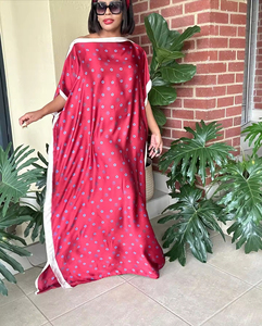 Wholesale 2026 Ladies <b>Kaftan</b> Dresses Fashion One Size Satin Printed Muslim Long African Dress With Headscarf Abaya - Product Image 4