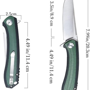 มีดพับใบมีดเหล็ก D2 ด้ามจับ G10 สแตนเลส พกพาสะดวก ใช้สำหรับตั้งแคมป์และป้องกันตัว มีหลายสี รับผลิตตามแบบ OEM - Product Image 1