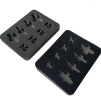 Plateau en mousse EPE/EVA PU noire découpée sur mesure, absorbant les chocs, pour le stockage des tubes à essai, matériau de protection, emballage en mousse éponge