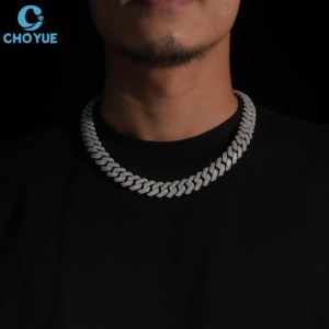 Cadena Cubana de Plata de Ley 925 con Moissanita, Bajo MOQ, Joyería de Plata, 4 Filas, Servicio Personalizado, Venta al por Mayor, Cadena Cubana Vintage - Product Image 5