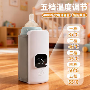 Calentador de Biberones Inalámbrico Portátil Recargable por USB, Color Gris Beige, para Bebés de 0 a 12 Meses, Cuerpo Recto de Plástico - Product Image 4